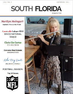 World's Best Flutist - Marilyn Maingart on the cover of September 2021 issue of SOUTH FLORIDA